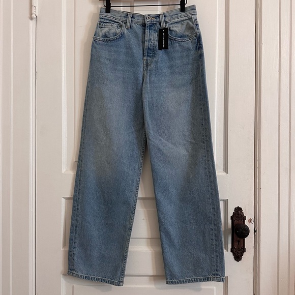 INTERIOR NYC The Remy High Rise Straight Wide Leg Jeans Light Wash Blue Size 25 - Picture 3 of 11